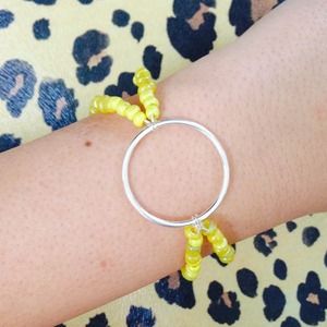 Yellow Glass Bead Karma Bracelet