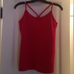 Lulu lemon power y tank in red.