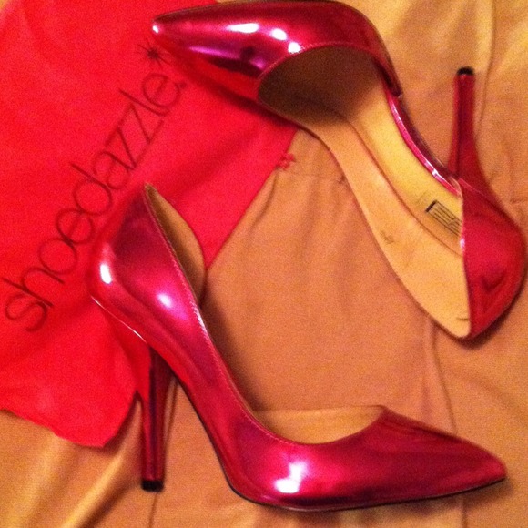 Hot pink metallic heels