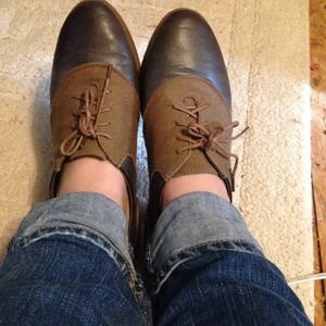 Brown oxfords.