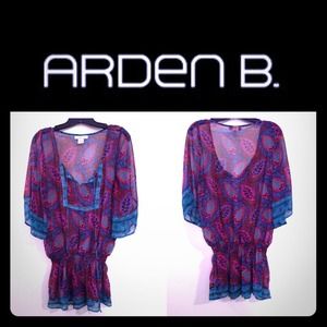 Arden B multi-color sheer blouse