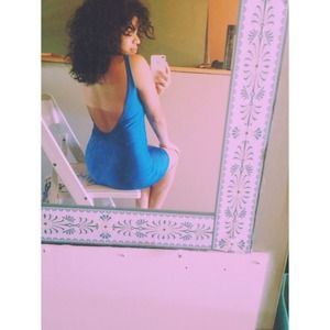 Blue open back dress