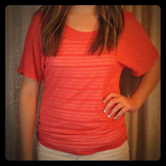 Coral burnout sheer blouse