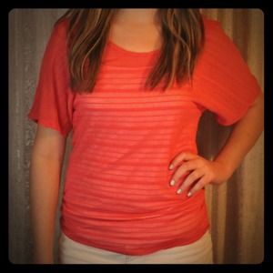 Coral burnout sheer blouse