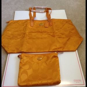 Large Coach Signature Nylon Tote Bag