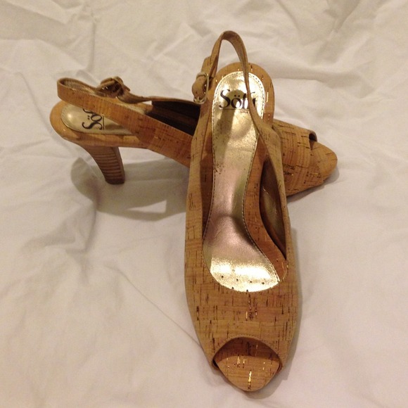 Cork Peep-toe Heels