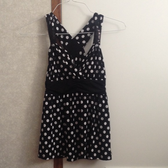 Polka dot sequin flowy tank