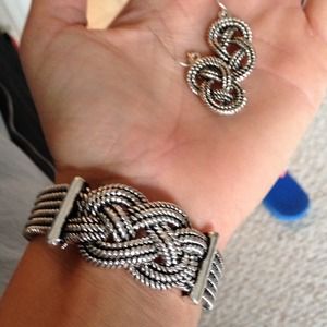 SOLD Silver Knot Bracelet and Matching Earrings