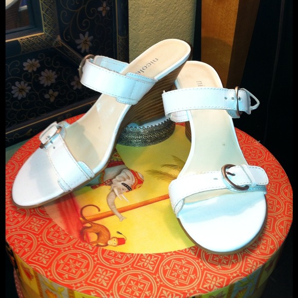 Adjustable White Leather & "Stacked Leather"