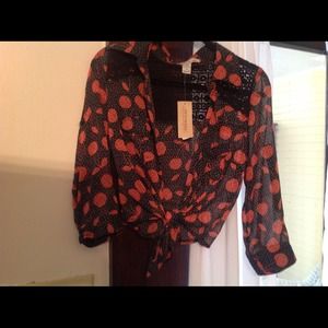 Cherry tie shirt SZ S so cute!!!