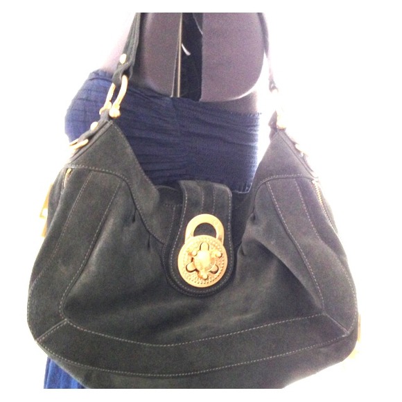 Blue suede hobo bag by Steve Madden