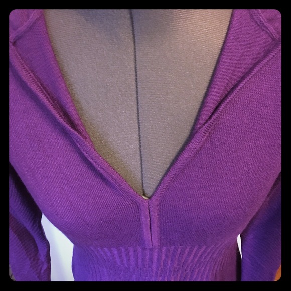 ♥️Purple Vneck New York &Co. sweater hood - Picture 3 of 6