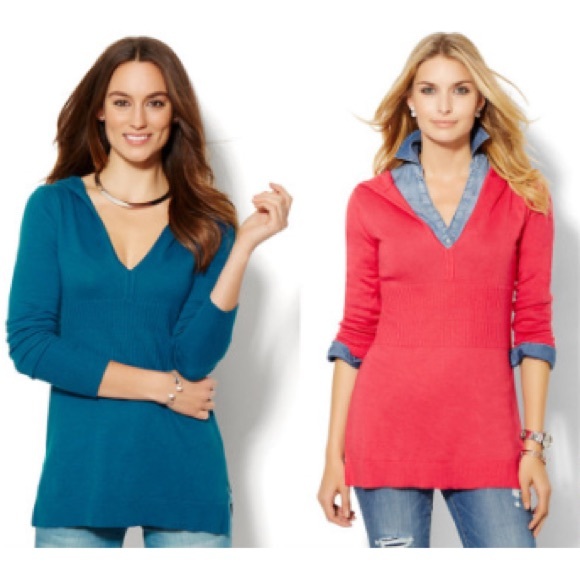 ♥️Purple Vneck New York &Co. sweater hood - Picture 4 of 6