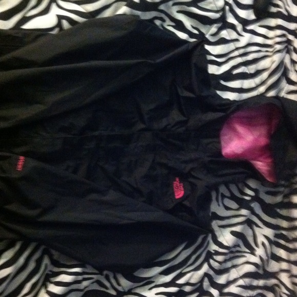 Black and Pink Notthface Windbreaker
