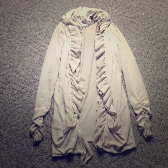 Beige ruffle cardigan