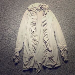 Beige ruffle cardigan
