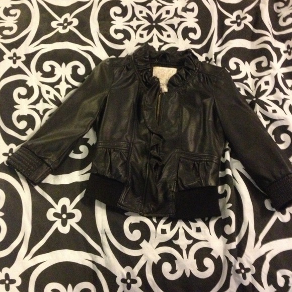 Arden B xs "leather" ruffle jacket