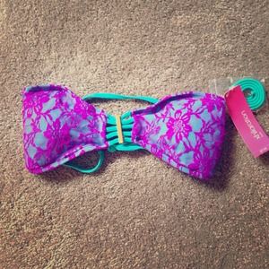 Lace bandeau bathing suit top