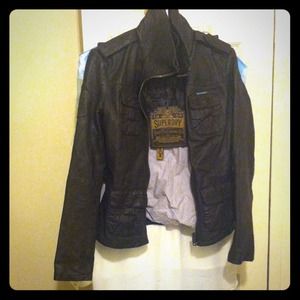 Superdry brown leather jacket
