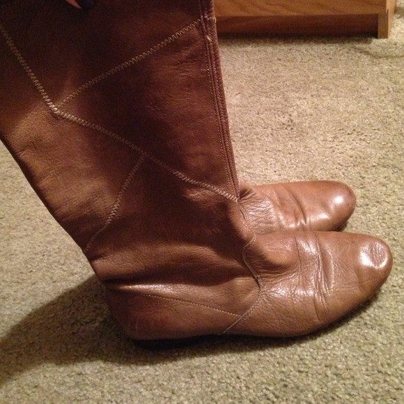Brown leather boots