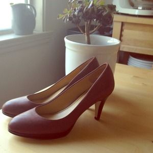 One pair of brown leather pumps!