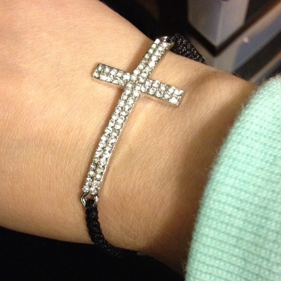 Black lace cross bracelet new