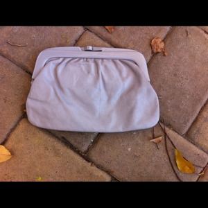 Beautiful grey Italian leather clutch
