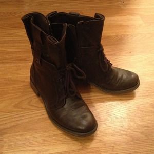 Dark brown combat boots