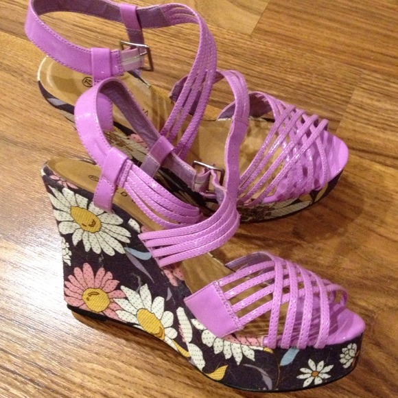 Shoes - Multi-colored, floral wedges