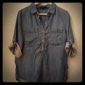 New Price 🌟Velvet ♥ Heart Chambray Polka Dots Top