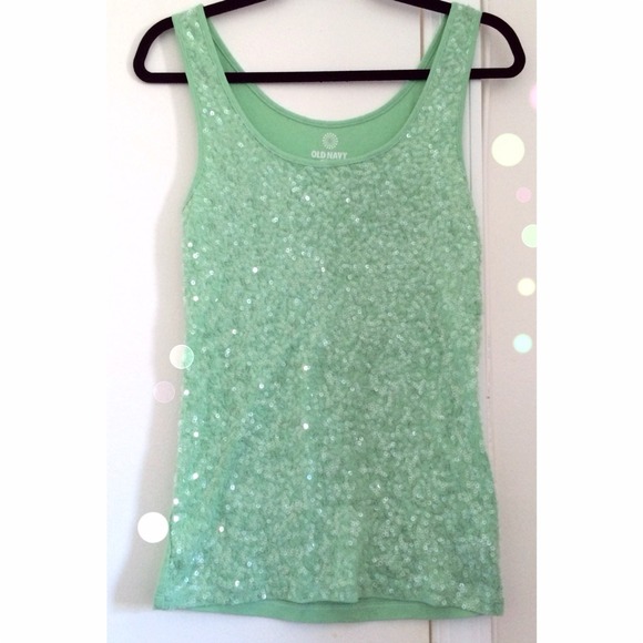 🚫SOLD IN BUNDLE🚫Mint Green Sequined Top - Picture 1 of 4