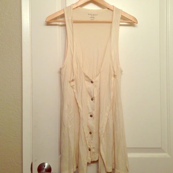 NINE WEST nude drape button up top/ vest