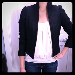 Chic black silk/ wool blazer