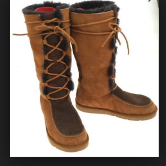 Two tone lace up Ugg boots