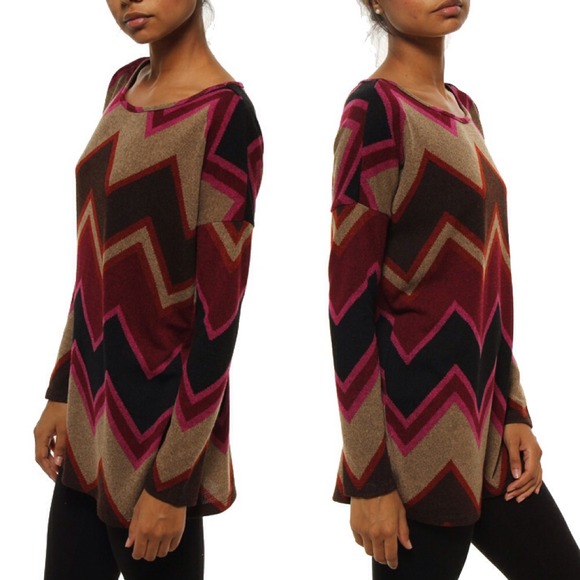 Multi color chevron tunic