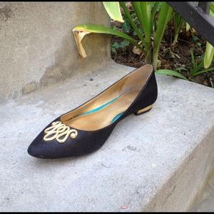 Black gold flats!