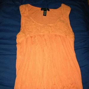 Cable and gauge orange viscose fabric flower tank