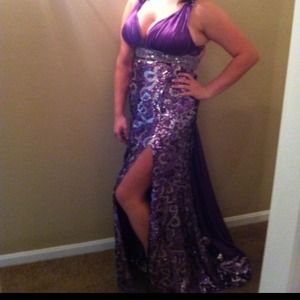 purple prom dress.