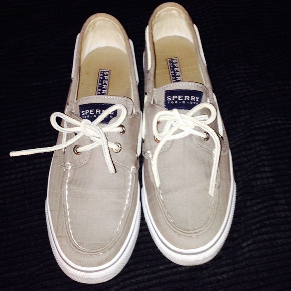 Grey Sperry boat shoes