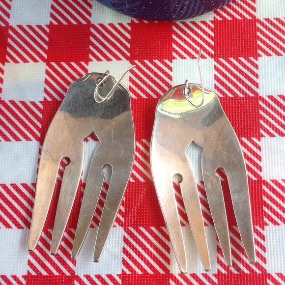 Fork Earrings made from silverware - Picture 2 of 4