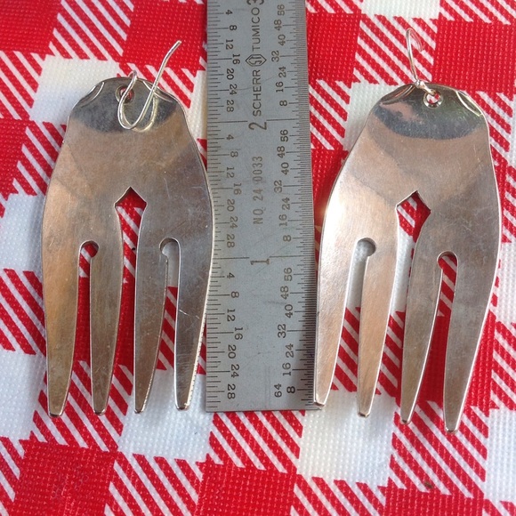 Fork Earrings made from silverware - Picture 3 of 4