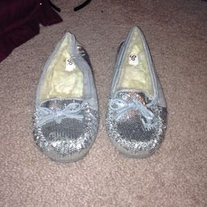 Silver sparkly Moccasins