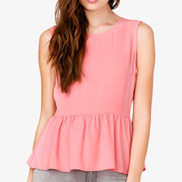 Coral Back Buttoned Peplum - Picture 2 of 3