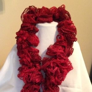 Burgandy Red Ruffled Scarf