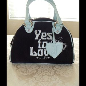 Juicy Couture black and blue velour bag