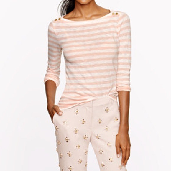 ❌SOLD in Bundle J. Crew Painter Pink Striped Tee.