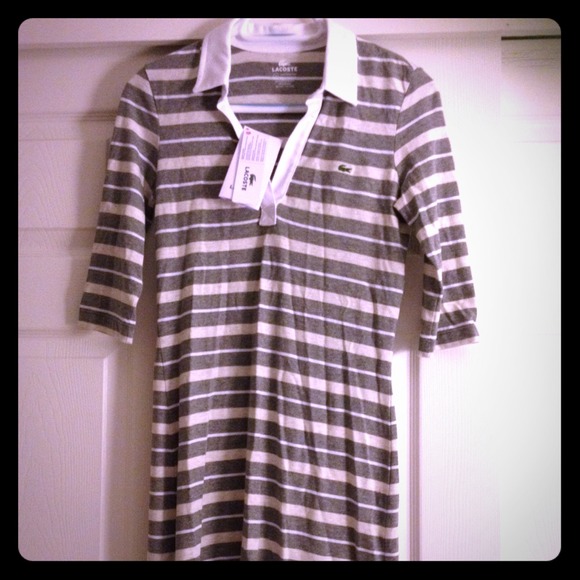 Lacoste stripped gray and white polo dress.