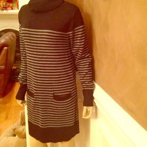 Black and grey sweater dress.