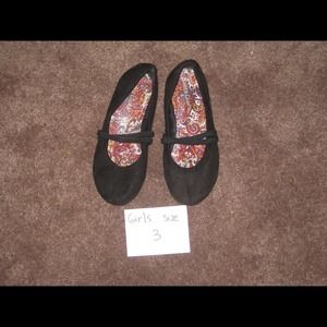 Girls black slip on shoes