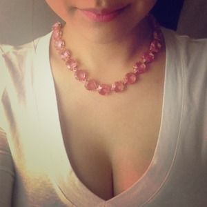 Fragments pink stone link necklace